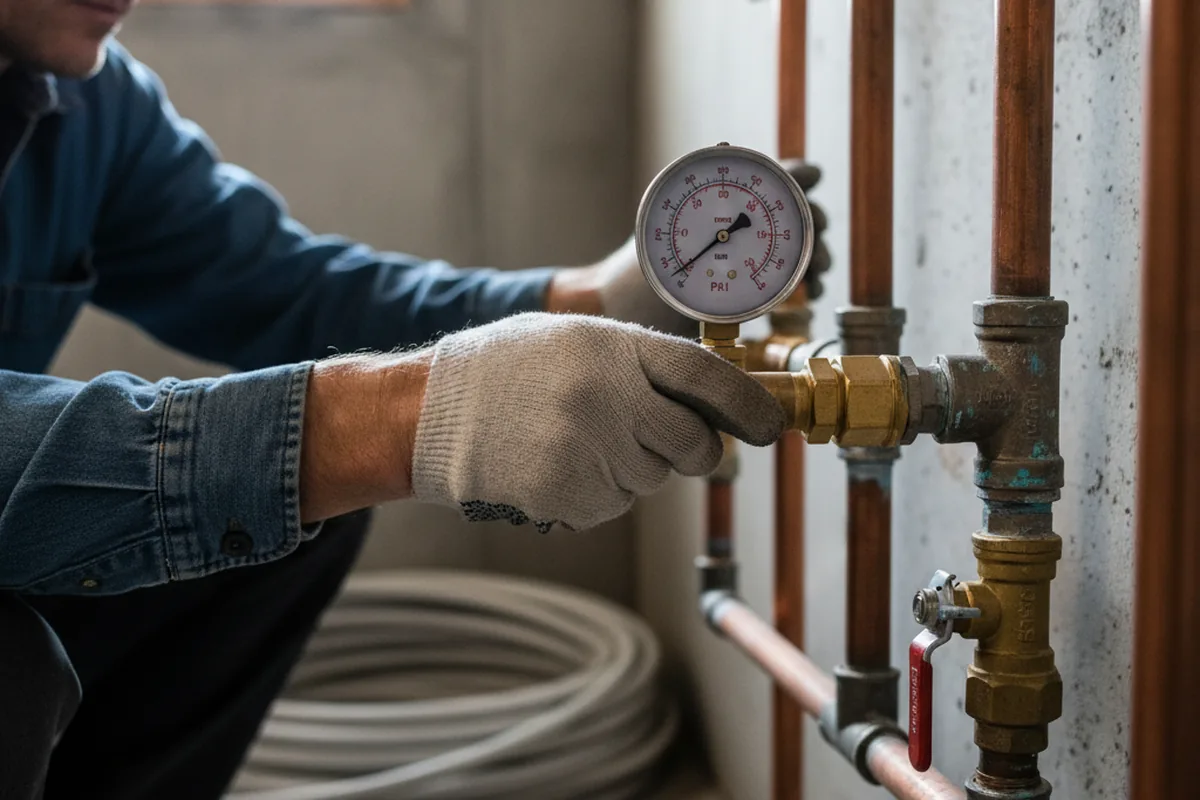 Pressure testing a repaired line during Water Line Repair in Stockertown